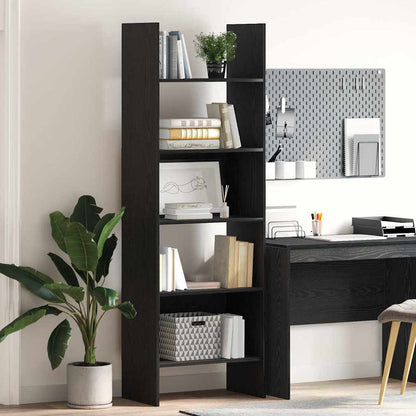 vidaXL Book Cabinet 5-Tier 60 x 35 x 180 cm Engineered Wood Black Oak 1