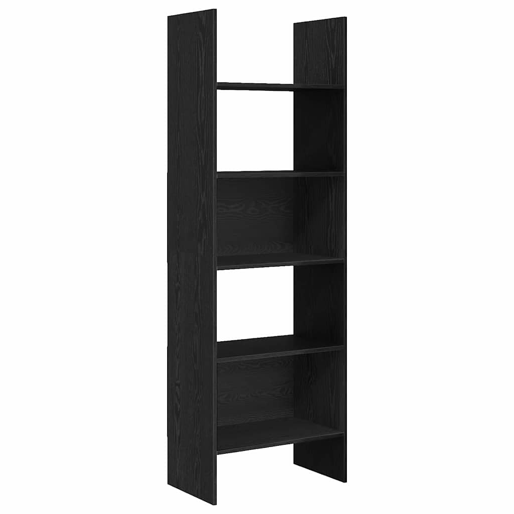 vidaXL Book Cabinet 5-Tier 60 x 35 x 180 cm Engineered Wood Black Oak 2