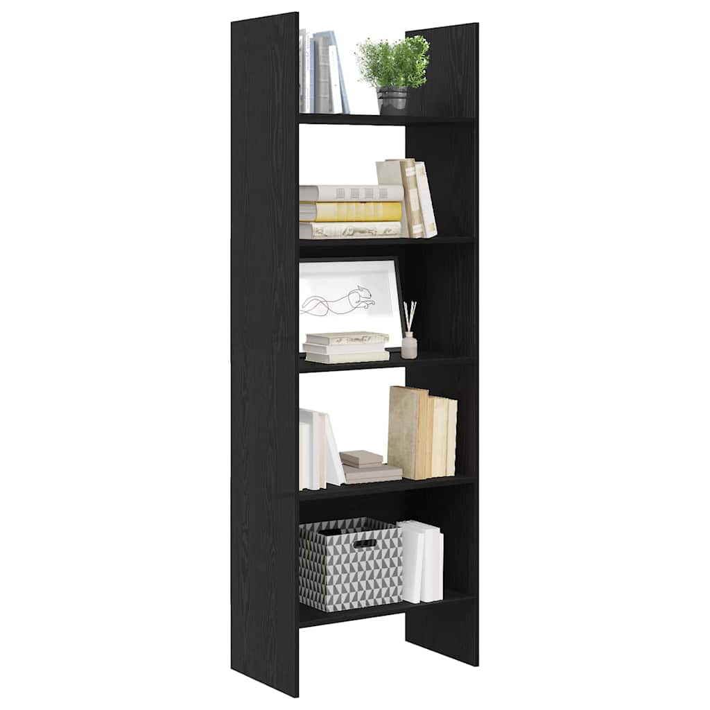 vidaXL Book Cabinet 5-Tier 60 x 35 x 180 cm Engineered Wood Black Oak 3