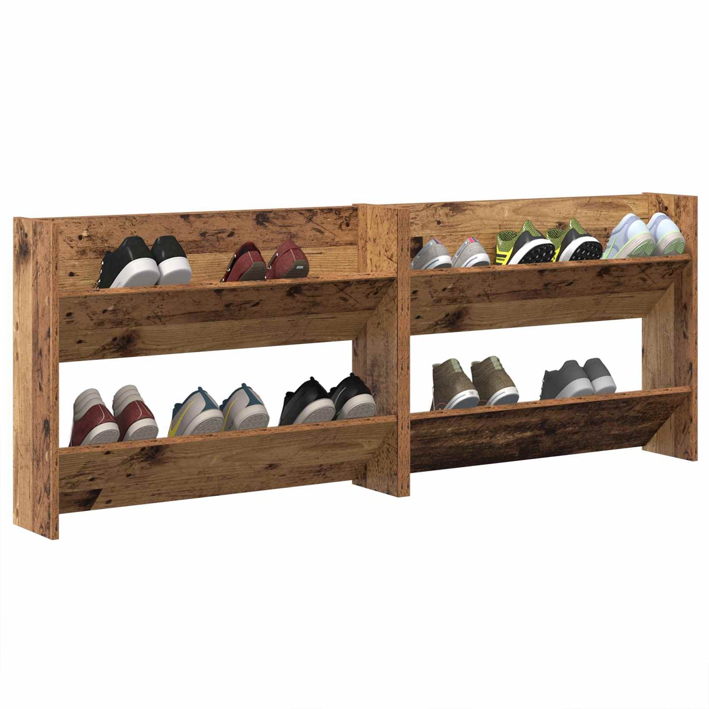 vidaXL Shoe Cabinet 2 pcs 80 x 18 x 60 cm Engineered Wood Old wood 3