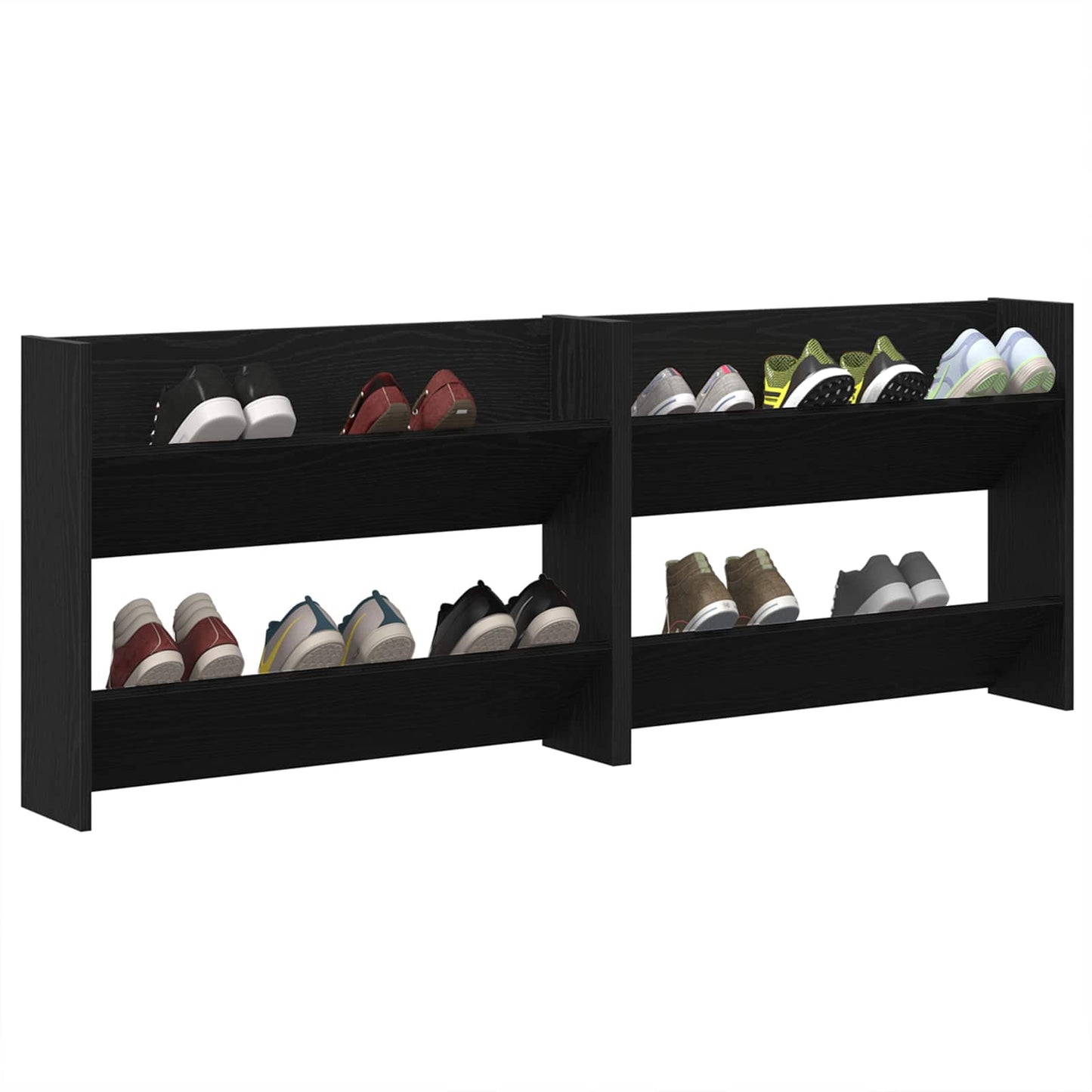 vidaXL Shoe Cabinet 2 pcs 83 x 18 x 60 cm Engineered Wood Black Oak 3