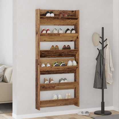 vidaXL Shoe Cabinet 2 pcs 84 x 18 x 90 cm Engineered Wood Old wood 1