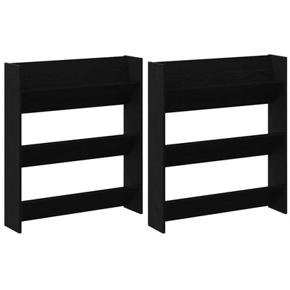 vidaXL Shoe Cabinet 2 pcs 86 x 18 x 90 cm Engineered Wood Black Oak 2