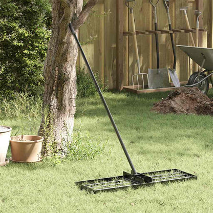vidaXL Garden Leveling Rake Black 75 x 25 x 200 cm Powder-Coated Steel 1