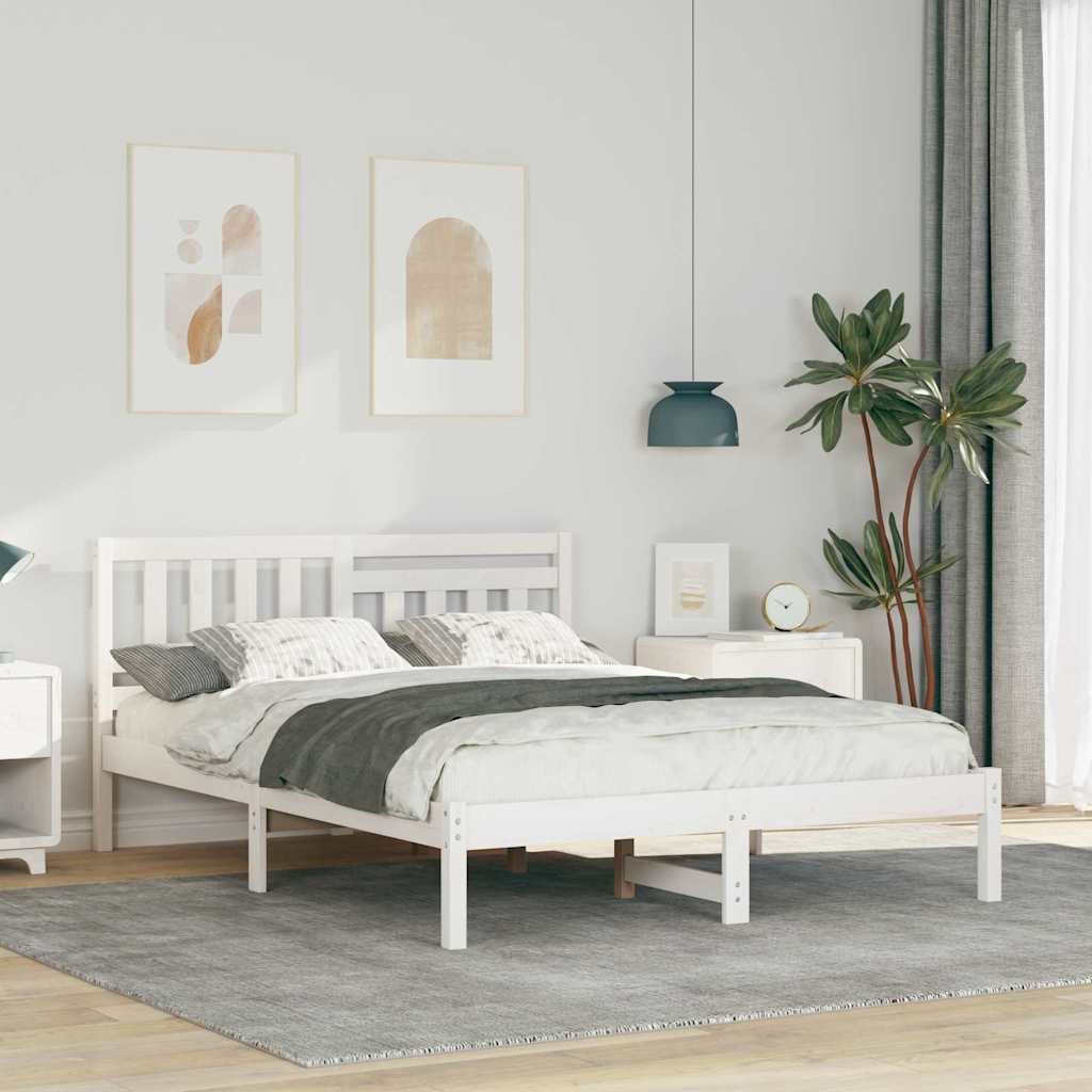 vidaXL Bed Frame with Headboard Solid Pine Wood Length 190 cm