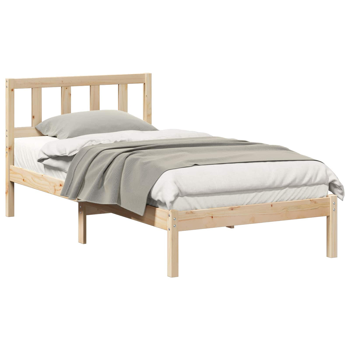 vidaXL Bed Frame with Headboard Brown 90 x 200 cm Solid Pine Wood 2