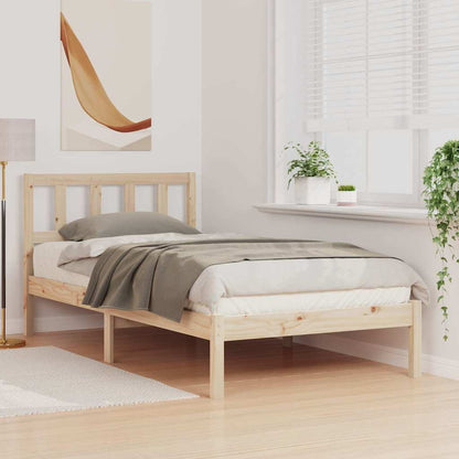 vidaXL Bed Frame with Headboard Brown 100 x 200 cm Solid Pine Wood 3