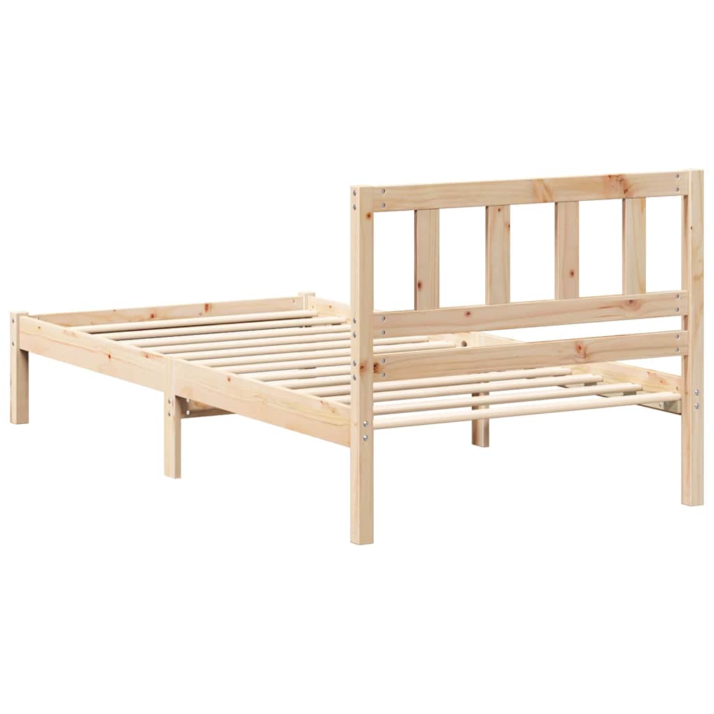 vidaXL Bed Frame with Headboard Brown 100 x 200 cm Solid Pine Wood 6