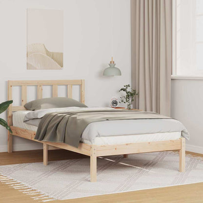 vidaXL Bed Frame with Headboard Brown 75 x 190 cm Solid Pine Wood 1