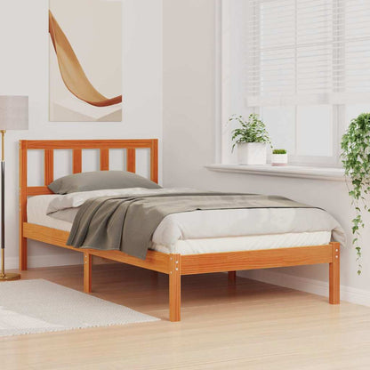 vidaXL Bed Frame with Headboard Wax Brown 75 x 190 cm Solid Pine Wood 3