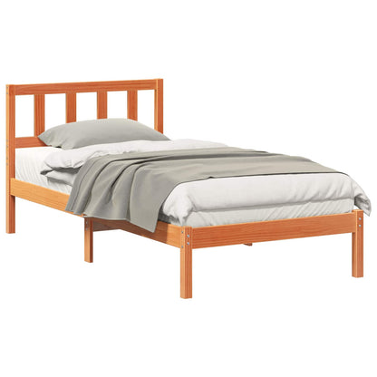 Bed Frame with Headboard Solid Pine Wood Length 190 cm Wax brown 75 cm