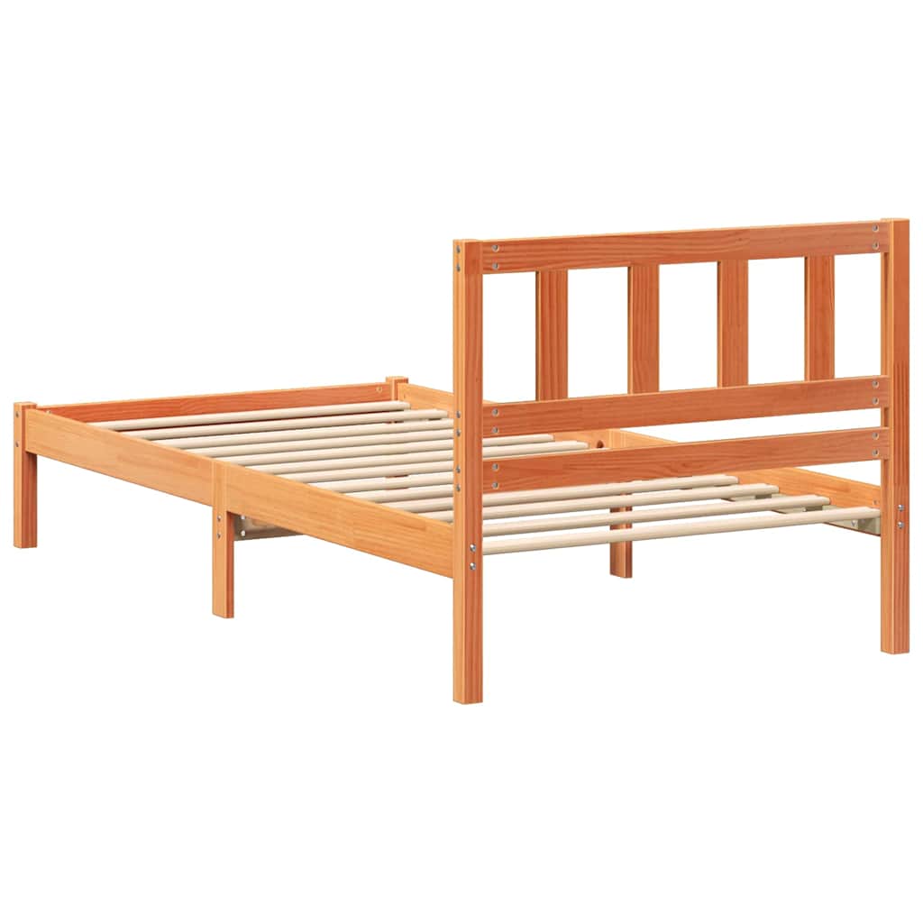 vidaXL Bed Frame with Headboard Wax Brown 75 x 190 cm Solid Pine Wood 6