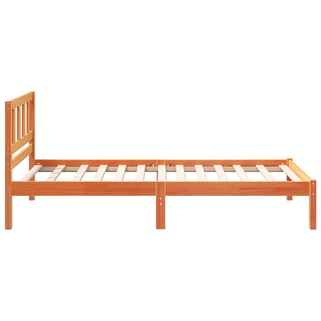 vidaXL Bed Frame with Headboard Wax Brown 75 x 190 cm Solid Pine Wood 5