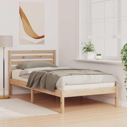 Bed Frame Headboard Brown Solid Pine Wood Natural Length