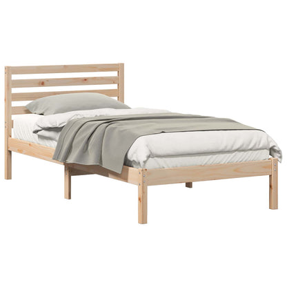 vidaXL Bed Frame with Headboard Brown 90 x 200 cm Solid Pine Wood 2