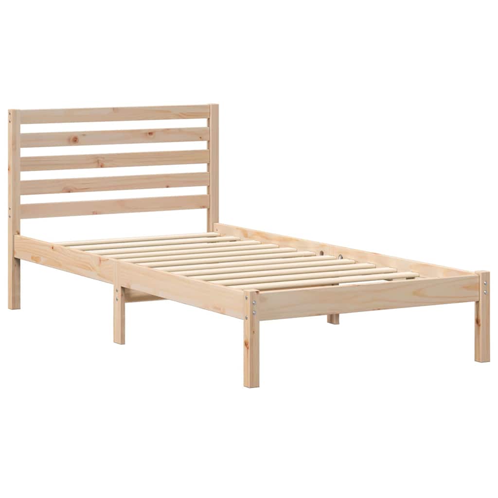 vidaXL Bed Frame with Headboard Brown 90 x 200 cm Solid Pine Wood 4