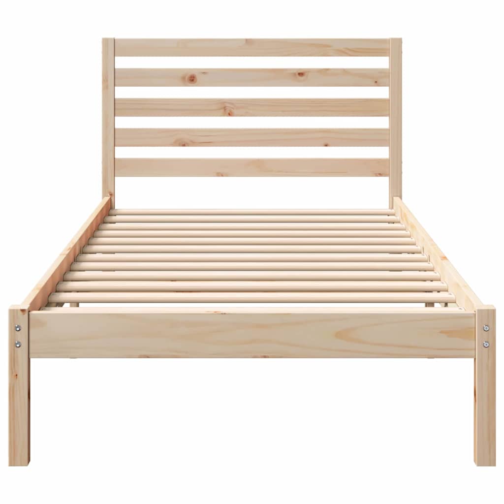 vidaXL Bed Frame with Headboard Brown 90 x 200 cm Solid Pine Wood 5