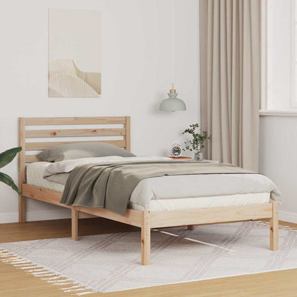 vidaXL Bed Frame with Headboard Brown 100 x 200 cm Solid Pine Wood 1
