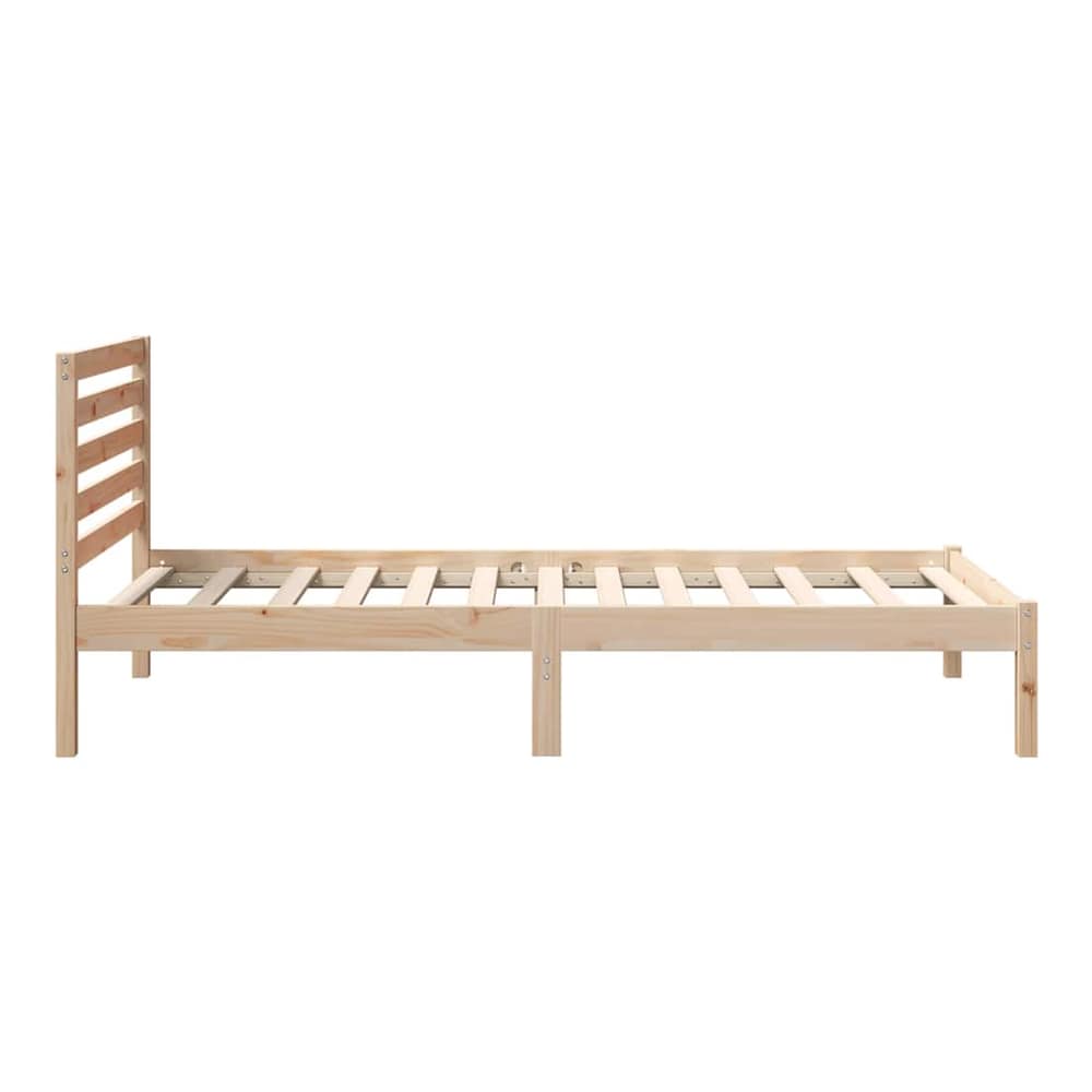 Bed Frame with Headboard Brown Solid Pine Wood Natural Length 190 cm 75 cm