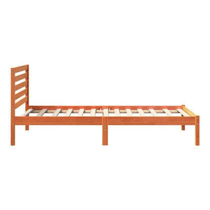 Bed Frame with Headboard Solid Pine Wood Wax Brown Length 190 cm 75 cm