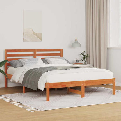 Bed Frame Headboard Solid Pine Wood Wax Brown Length