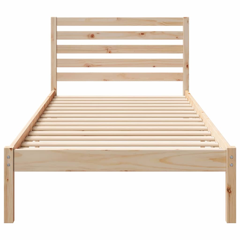 vidaXL Bed Frame with Headboard Brown 80 x 210 cm Solid Pine Wood 5