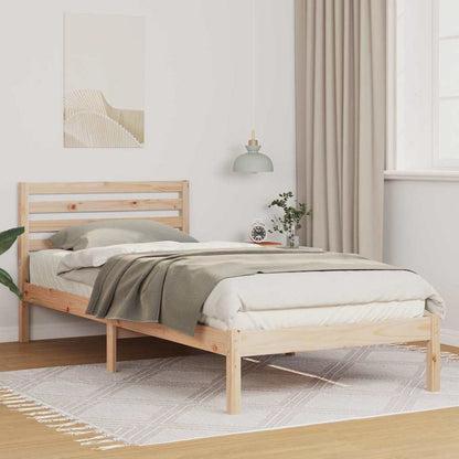 vidaXL Bed Frame with Headboard Brown 90 x 210 cm Solid Pine Wood 1