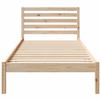 vidaXL Bed Frame with Headboard Brown 90 x 210 cm Solid Pine Wood 5