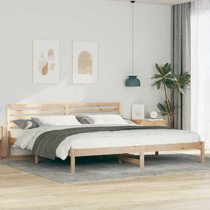 vidaXL Bed Frame with Headboard Brown Solid Pine Wood Natural Length 210 cm