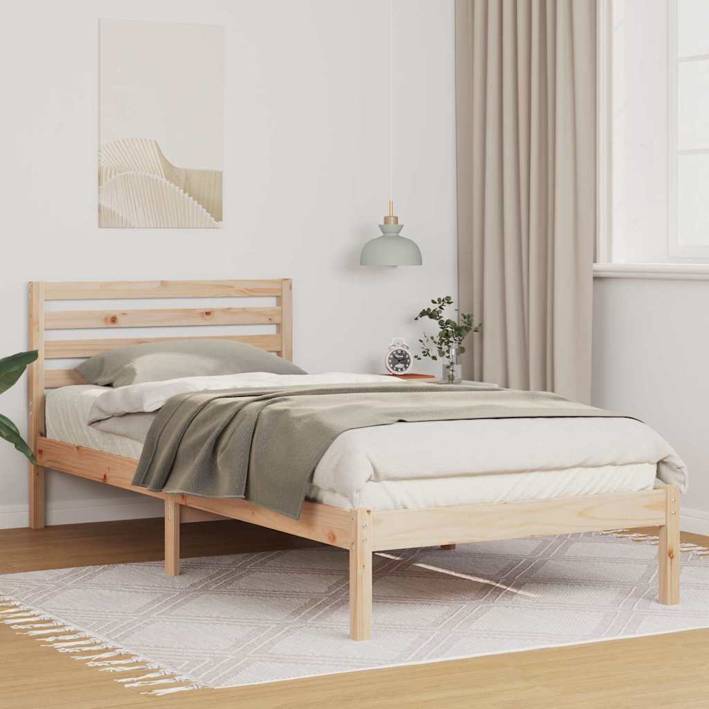 vidaXL Bed Frame with Headboard Brown 80 x 220 cm Solid Pine Wood 1