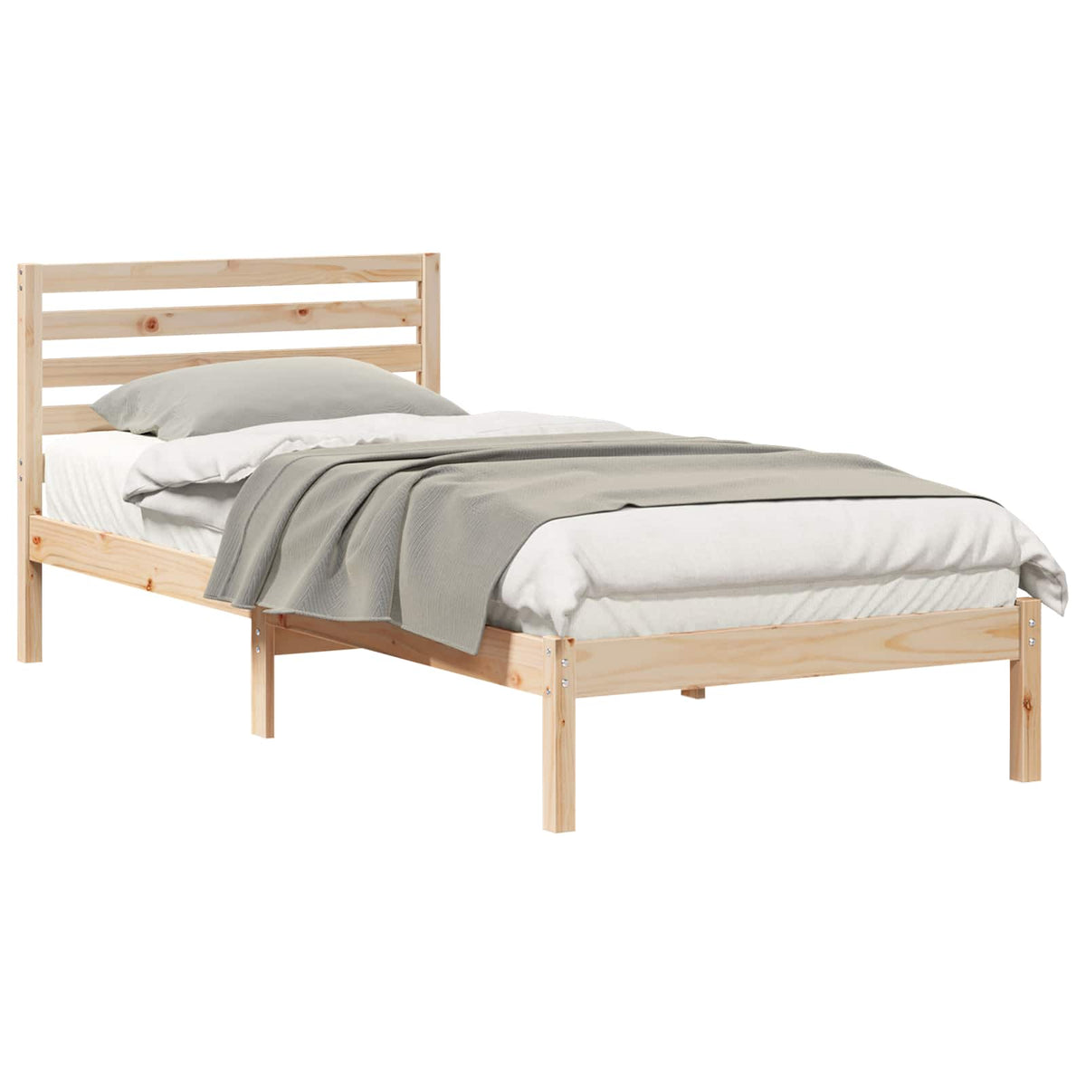 vidaXL Bed Frame with Headboard Brown 80 x 220 cm Solid Pine Wood 2