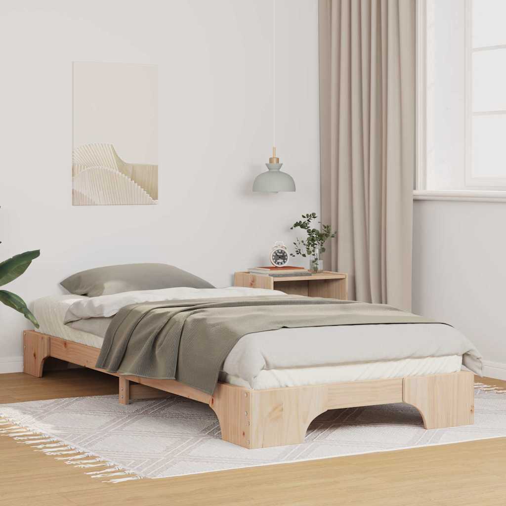 vidaXL Bed Frame Brown 80 x 210 cm Solid Pine Wood 1