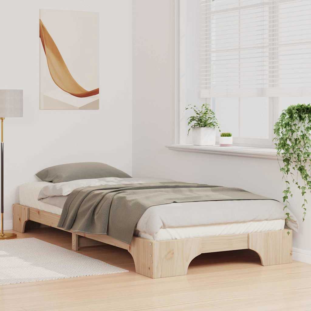 vidaXL Bed Frame Brown 80 x 210 cm Solid Pine Wood 3