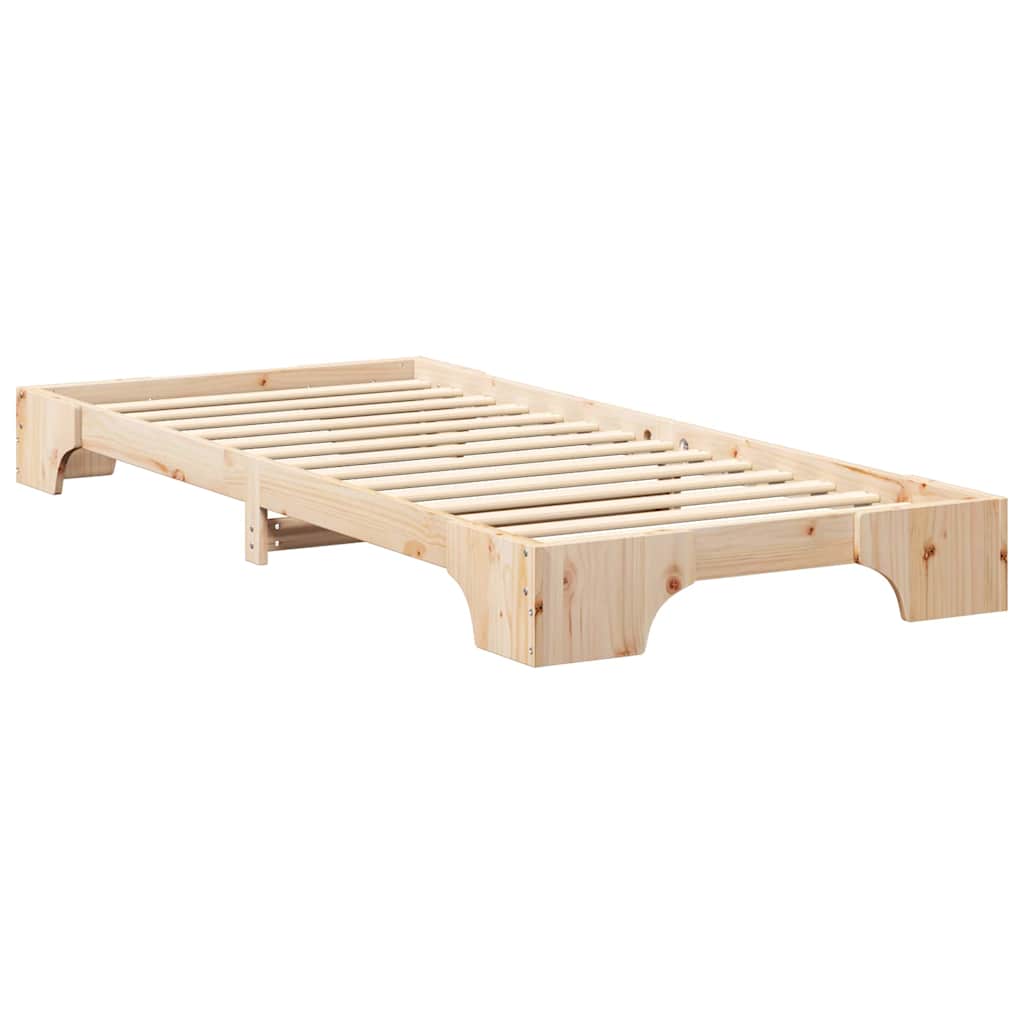 vidaXL Bed Frame Brown 80 x 210 cm Solid Pine Wood 6