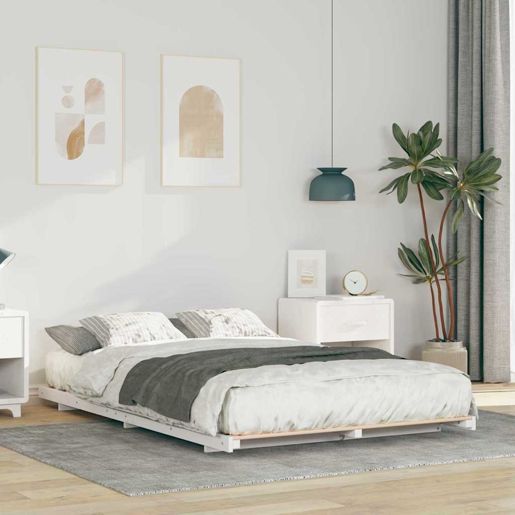 Bed Frame Solid Pine Wood White Length
