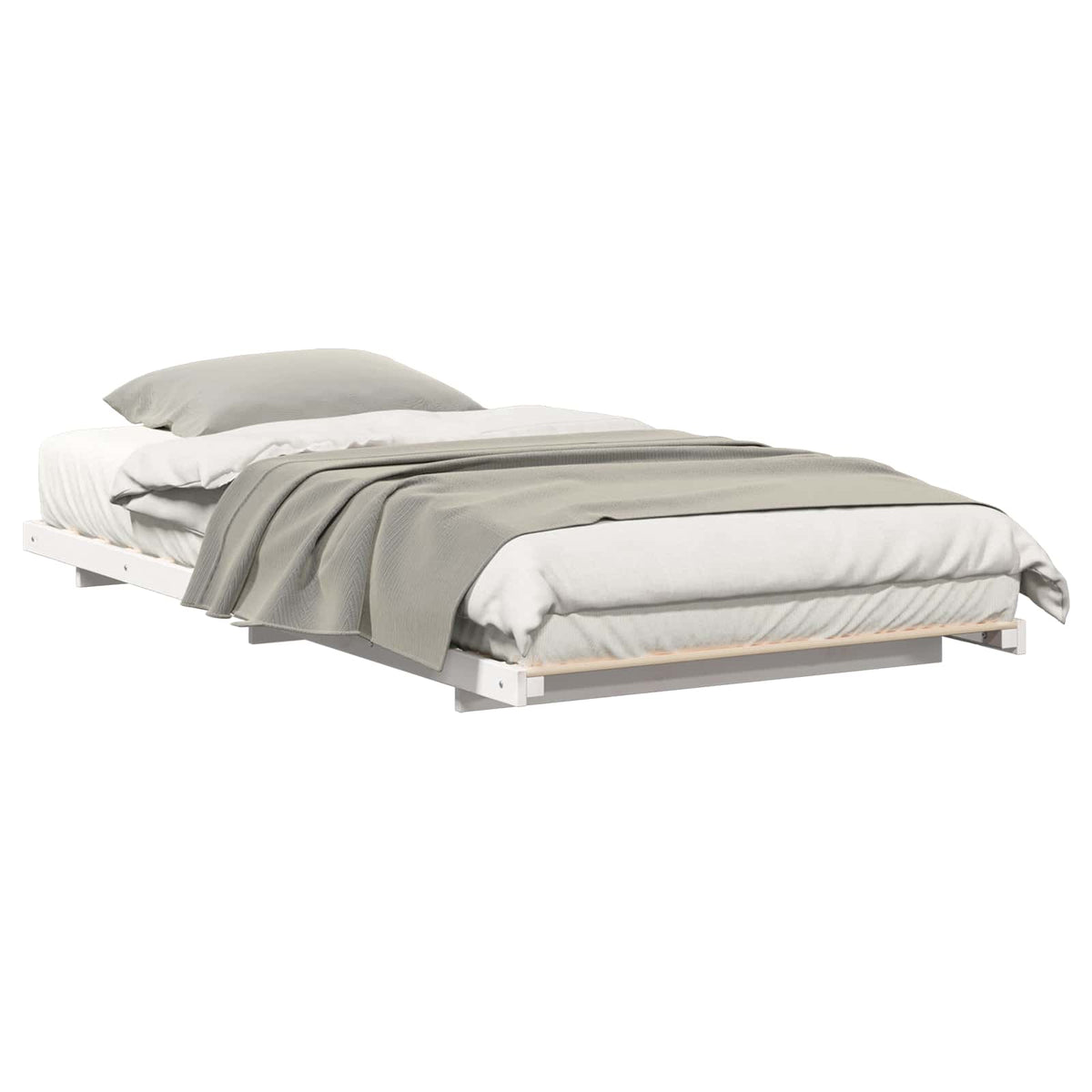 vidaXL Bed Frame White 75 x 190 cm Solid Pine Wood 2