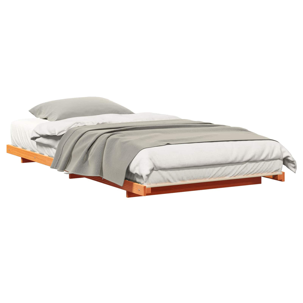 Bed Frame Wax Brown Solid Pine Wood