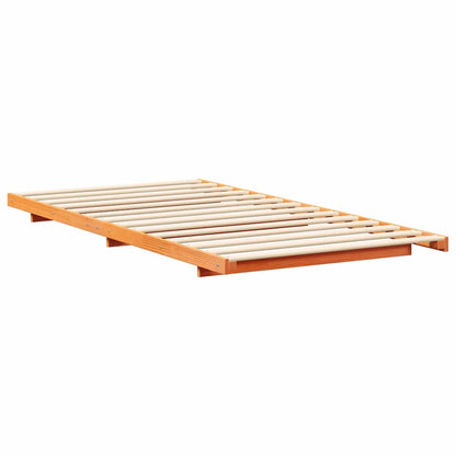 Bed Frame Wax Brown Solid Pine Wood