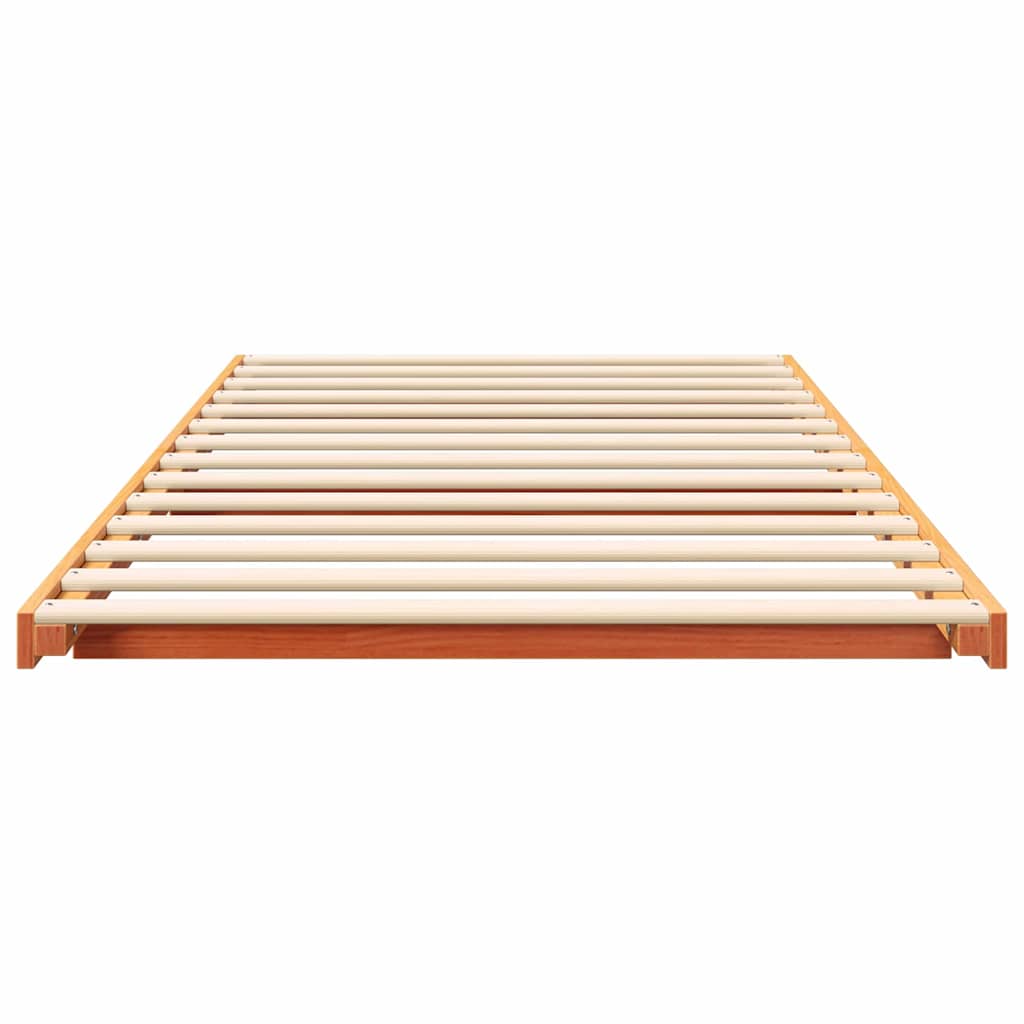Bed Frame Wax Brown Solid Pine Wood