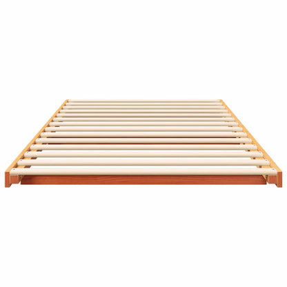 Bed Frame Wax Brown Solid Pine Wood