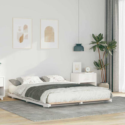 vidaXL Bed Frame Solid Pine Wood White Length 210 cm