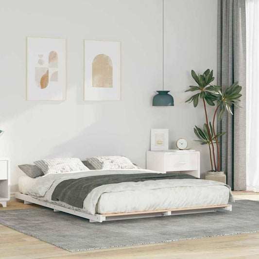 Bed Frame Solid Pine Wood White Length