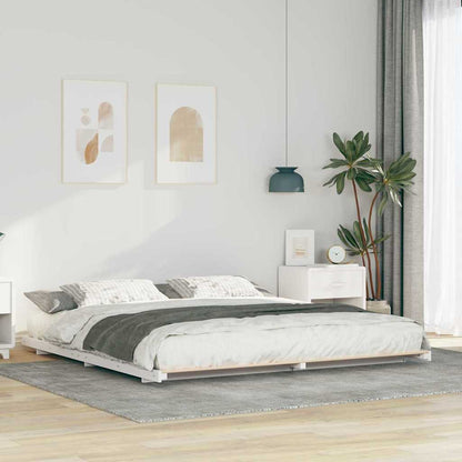 vidaXL Bed Frame Solid Pine Wood White Length 210 cm
