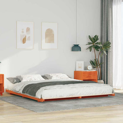 vidaXL Bed Frame Solid Pine Wood Wax Brown Length 210 cm