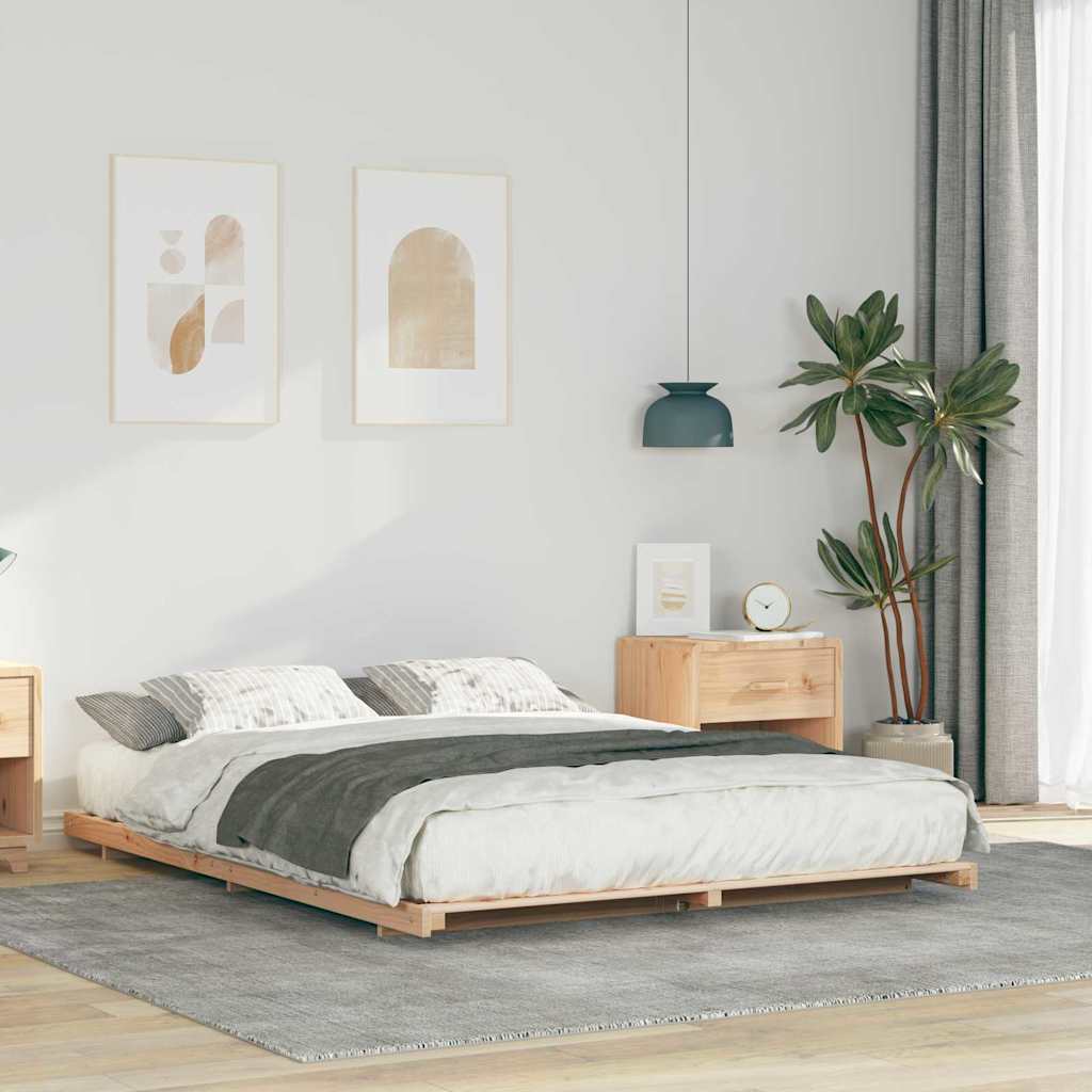 vidaXL Bed Frame Solid Pine Wood Brown Length 220 cm