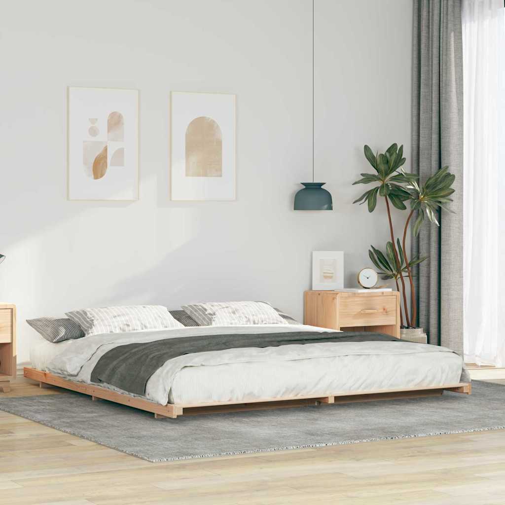 vidaXL Bed Frame Solid Pine Wood Brown Length 220 cm