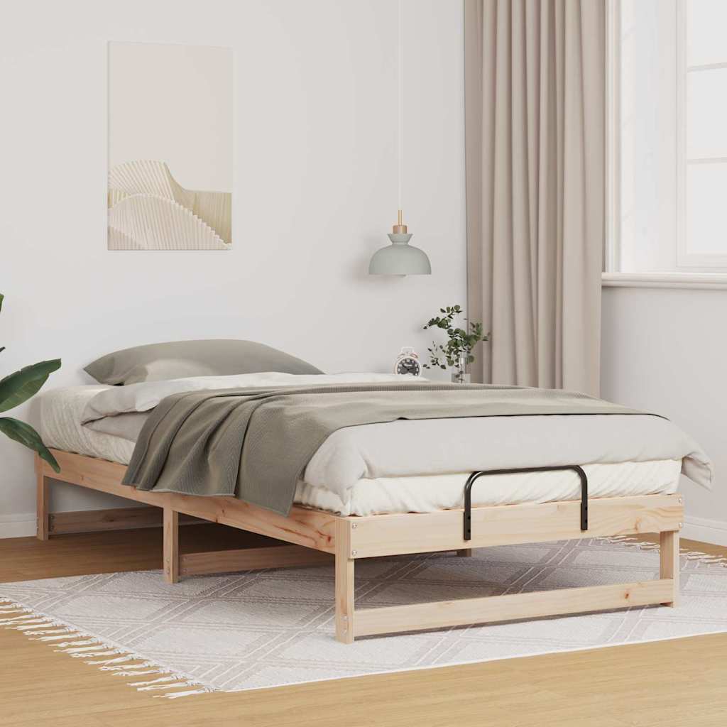 vidaXL Bed Frame Brown Solid Pine Wood Natural