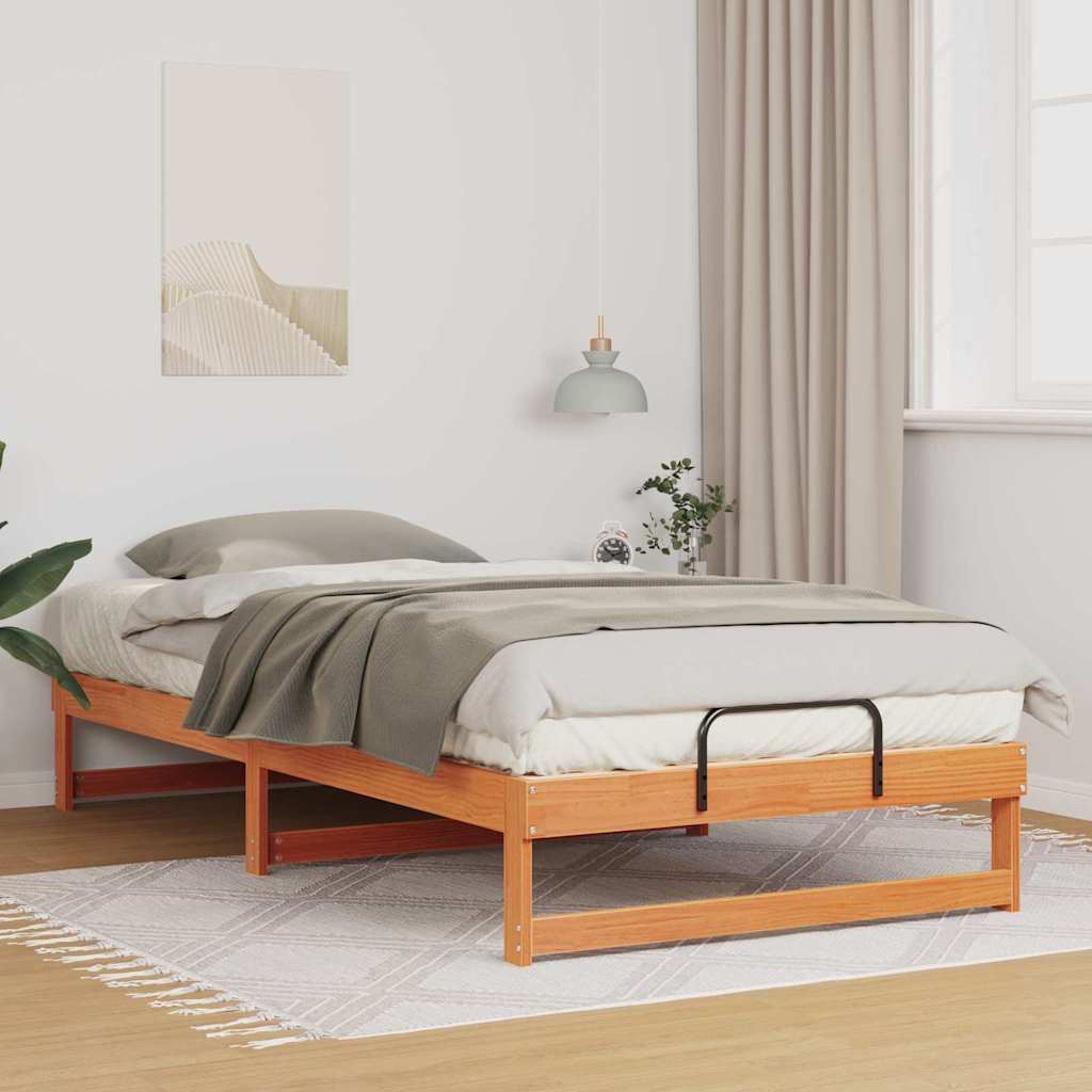 vidaXL Bed Frame Brown Solid Pine Wood Wax Brown