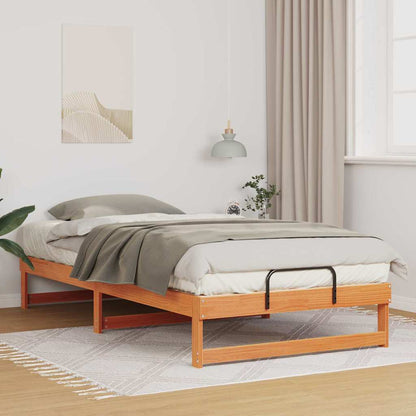 vidaXL Bed Frame Brown Solid Pine Wood Wax Brown