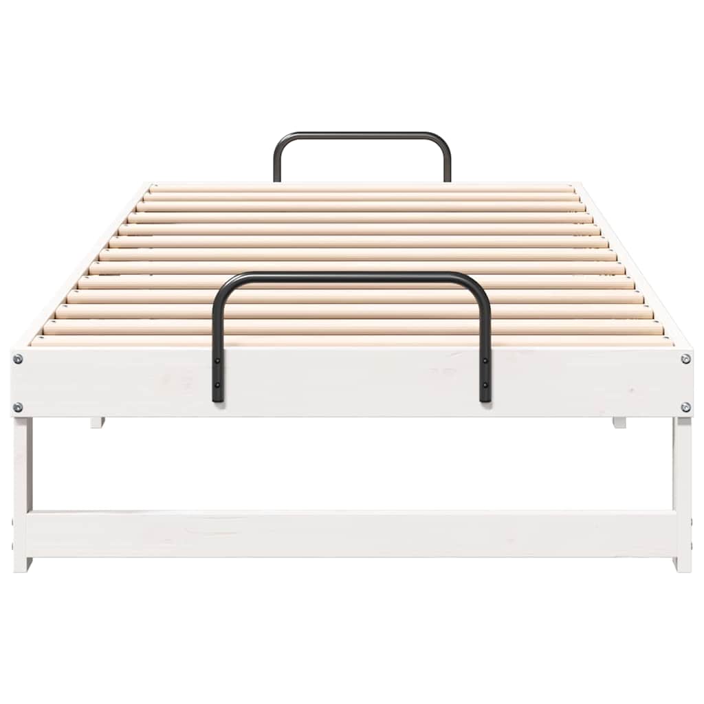 vidaXL Bed Frame White 90 x 200 cm Solid Pine Wood 5